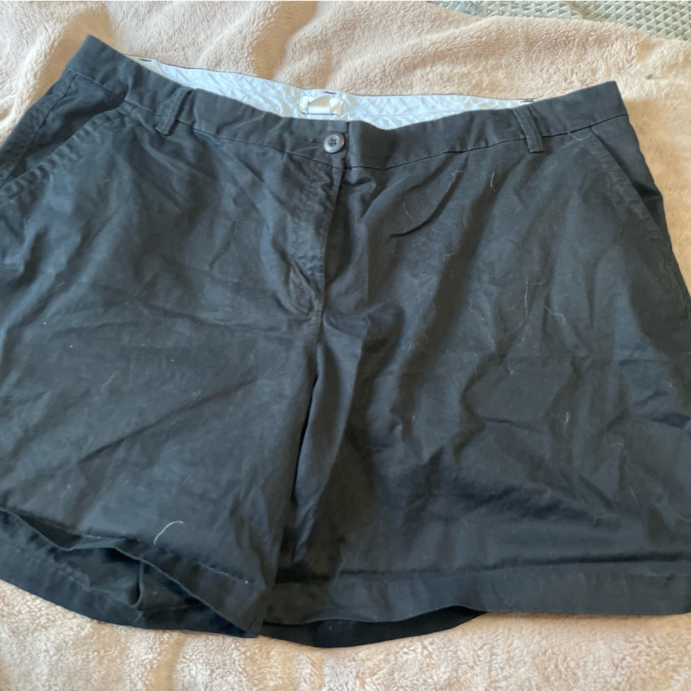 Crown and Ivy black shorts button top with a 7 inch inseam.